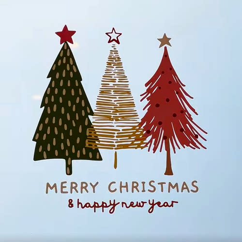 圣诞树静电贴画窗户装饰品橱窗玻璃门圣诞树场景布置装饰静电窗花