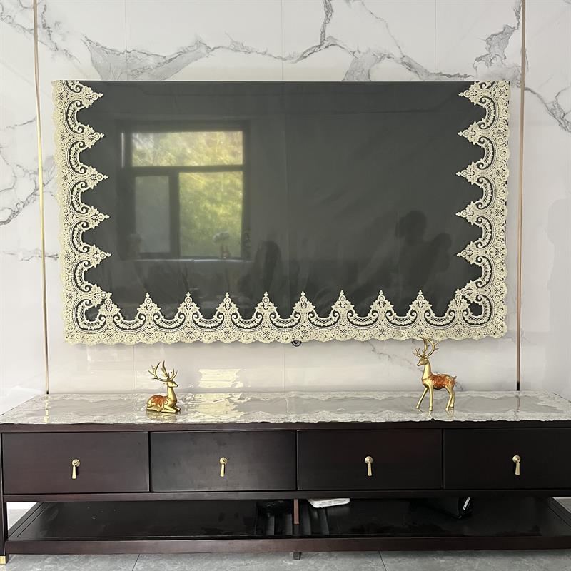 3EW1新款简约百搭蕾丝电视机罩开机不取液晶电视机防尘盖巾可定