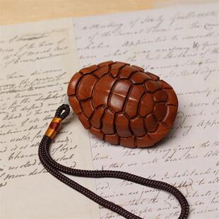 雷击枣木龟甲手把件 雕刻古典福气小乌龟吊坠挂件实木手玩件
