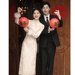 旗袍敬酒服2025新款新娘秋冬季长袖加绒秀禾服出阁宴礼服订婚冬天