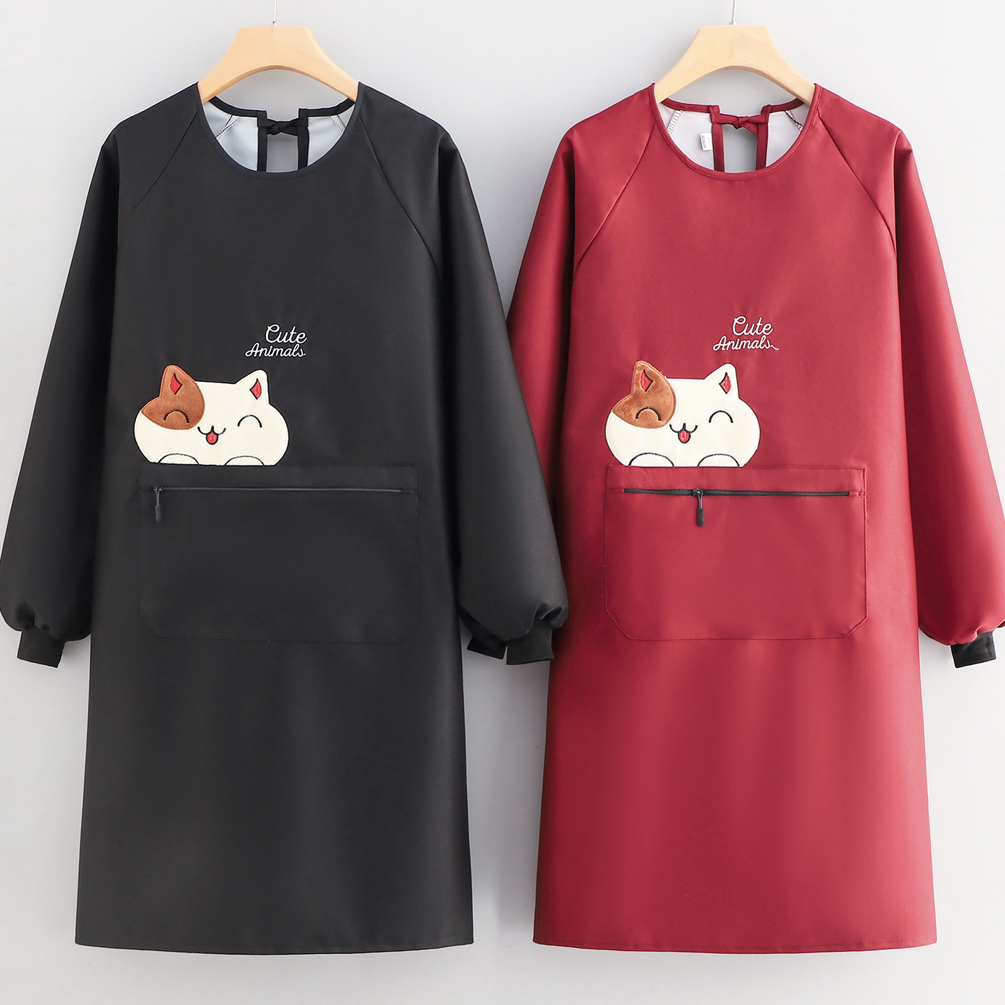 简约加肥加大防水长袖围裙家用厨房防污做饭罩衣2025新款工作服男,家庭/个人清洁工具,围裙,淘宝优惠券,粉丝福利购,淘宝优惠卷