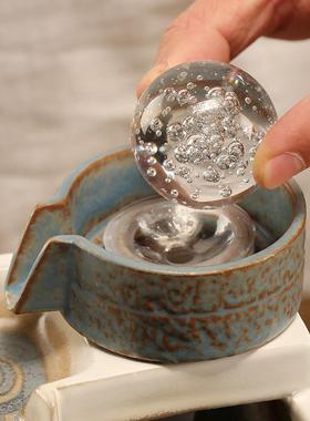 气泡冰裂玻璃水晶转动球假山上水石流水喷泉水池盆景4568厘米球托