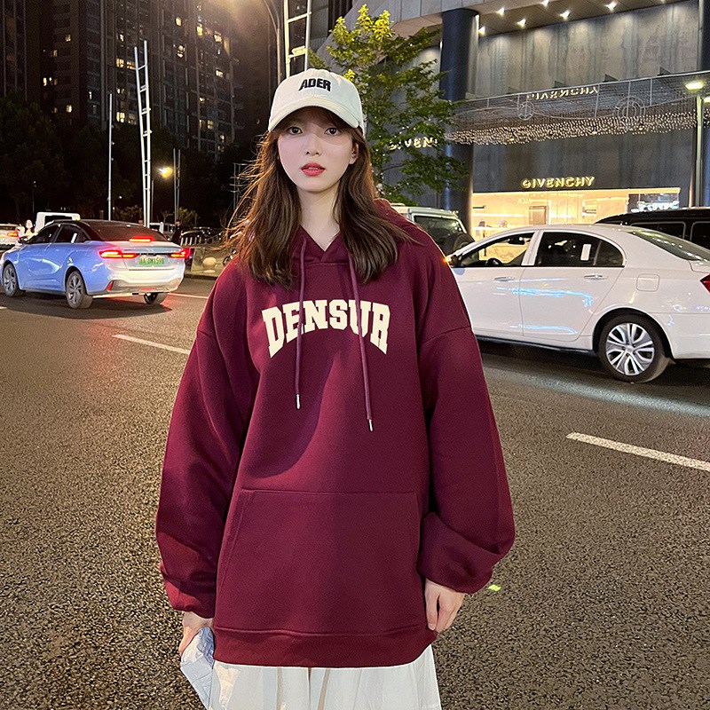 现货酒红色情侣装卫衣连帽加绒2025新款春秋款不一样is超火roora