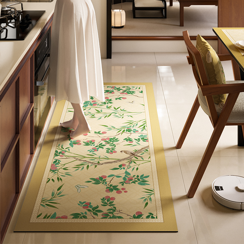 拂枝欢荔枝雀蝶厨房地垫