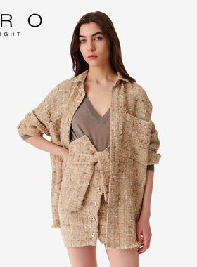 IRO NIGHT 2025年春季粗花呢双口袋宽松衬衣式外套WP18TIMERA23W