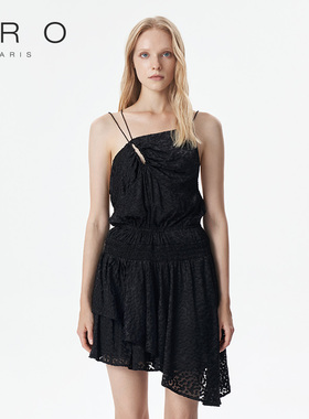 IRO NIGHT 2025年夏季黑色镂空礼服裙吊带连衣裙WP33LEODIE22W