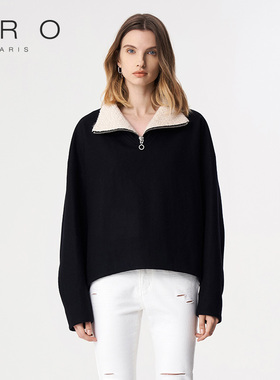 IRO NIGHT 2025年秋冬款简约设计感毛织拼接领卫衣IWF334T02600