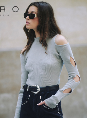 IRO NIGHT 2025年春季修身纹路设计感露肩打底上衣WP12EPIRA23W