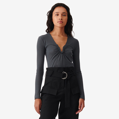 IRO NIGHT 2026年夏季纯色V领修身长袖T恤WM16HALLYA23W