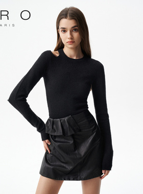 IRO NIGHT 2025年春季镂空露肩设计修身纯色毛衫上衣WP12BAIYO23W