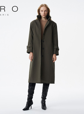 IRO NIGHT 2025年秋冬军绿色双排扣中长款风衣外套WP01ATWICK22W