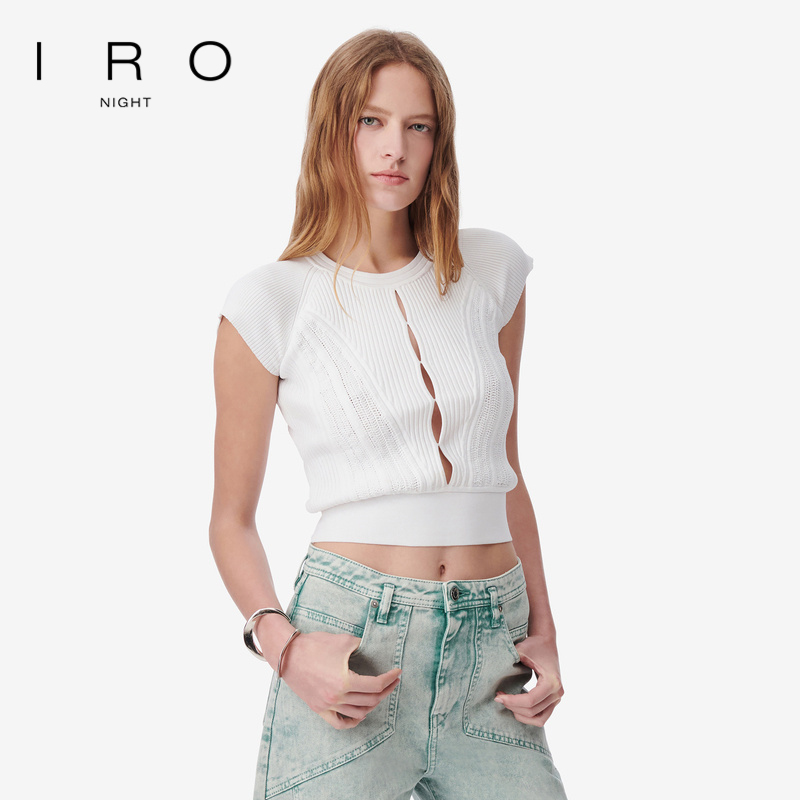 针织法式短袖IRO镂空修身