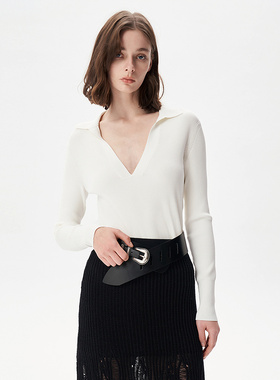 IRO NIGHT 2026年春季坑条V领衬衫领修身针织打底衫WP12FRAYA25S