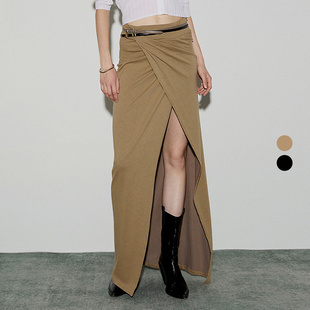 莫代尔棉半身裙褶皱开叉长裙WP31JELISSA24W 2025年秋季 IRO Night