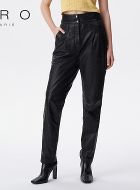 IRO NIGHT 2025年秋冬高腰阔腿哈伦羊皮长裤WP23AKELA23S