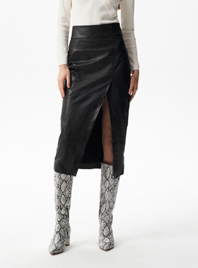 IRO NIGHT 2025年秋季直筒前开叉设计中长款半身裙WM31MAGALI23W