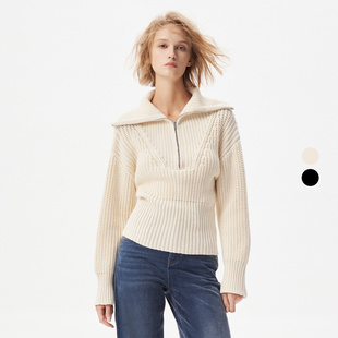 收腰长袖 2025年冬季 翻领棉羊毛针织毛衣WP12ROMANE24W NIGHT IRO