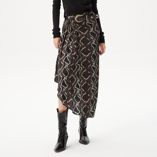 IRO NIGHT 2025年秋季褶皱蟒纹印花半身裙WM31ALESSANDRA24W