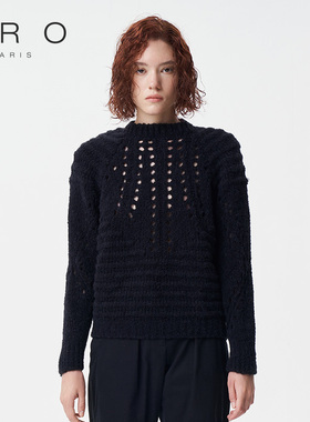 IRO NIGHT 2025年冬季款百搭镂空前襟设计粗针毛衣WM12KANNA22W