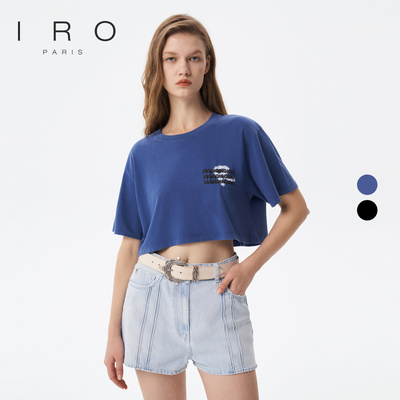 夏季纯棉法式短款T恤IRO纯色