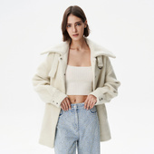 IRO 毛绒外套WM137ALASKA23W 宽松纯色机车风中长款 NIGHT 2025冬季