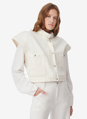 IRO NIGHT 2025年秋季无袖短款小立领酷飒白色牛仔马甲WP07EMI24W