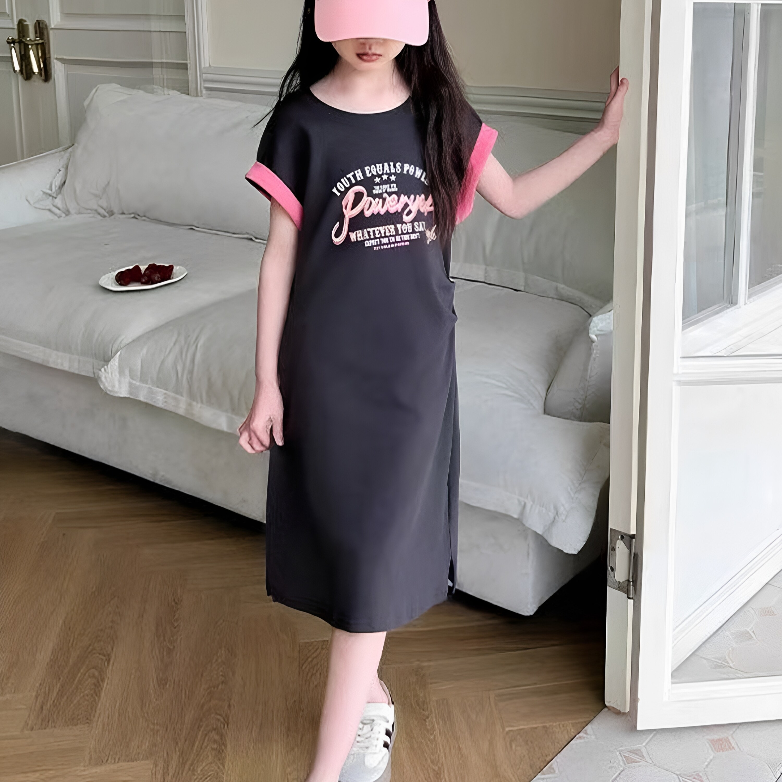 女童夏季洋气网红T恤连衣裙图片