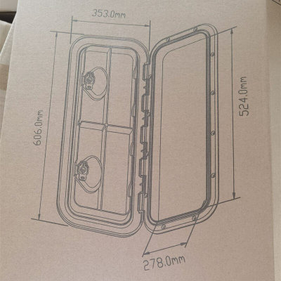 船用游艇检查孔方形甲板舱盖白色防滑手孔盖检查T工作盖舱口盖黑