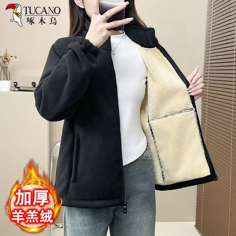 啄木鸟羊羔绒外套女秋冬2025新款