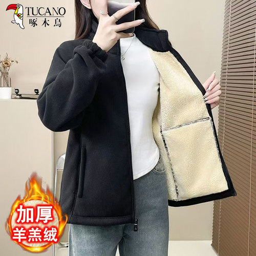 啄木鸟羊羔绒外套女秋冬2025新款