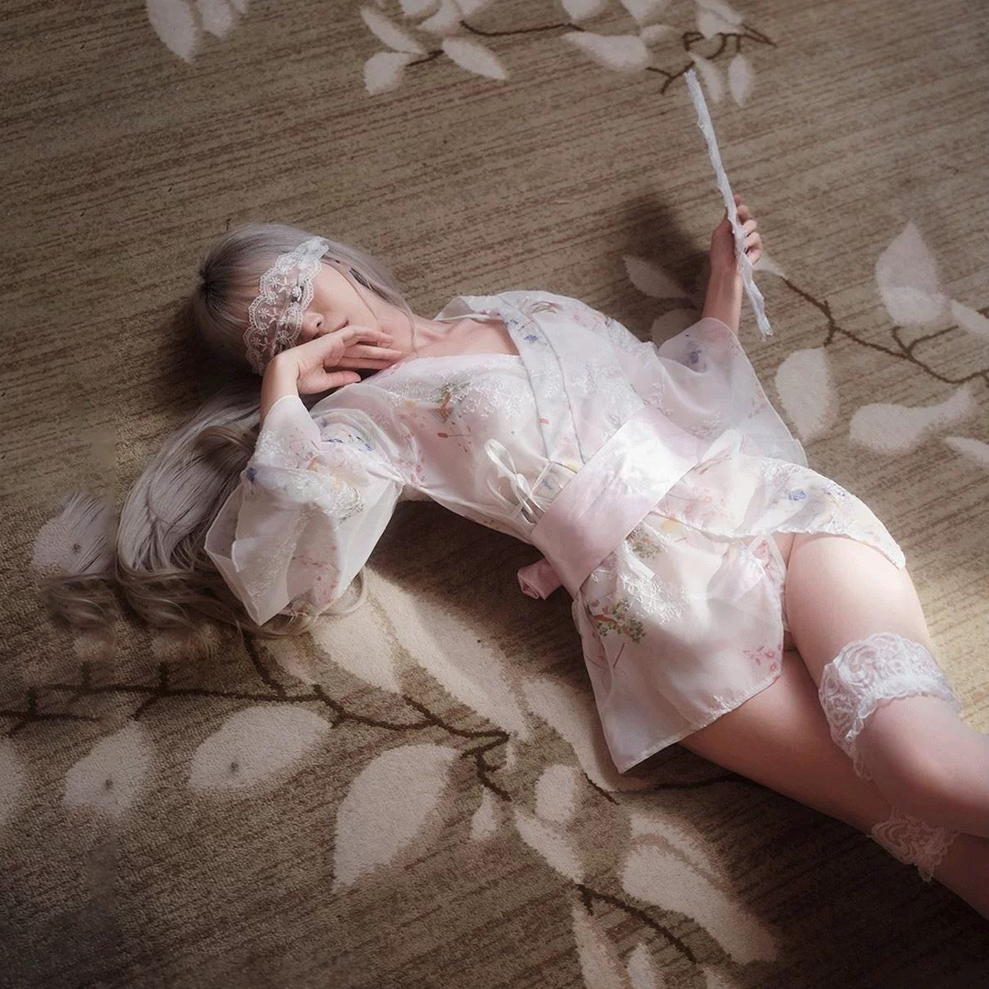 做你的猫:相约东京*和服甜美蝴蝶结性感印花日系少女睡衣夏套装