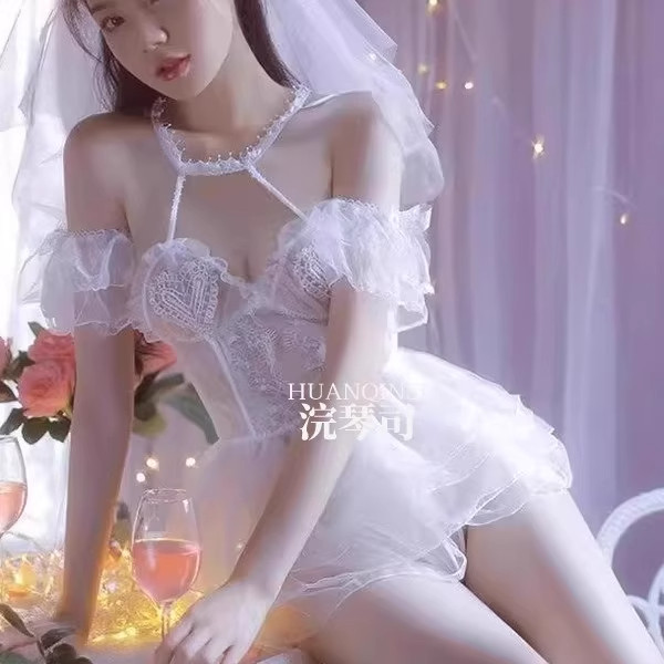 婚纱性感睡衣床上大尺度趣味大码情趣制服房事qqny高级新娘COS服