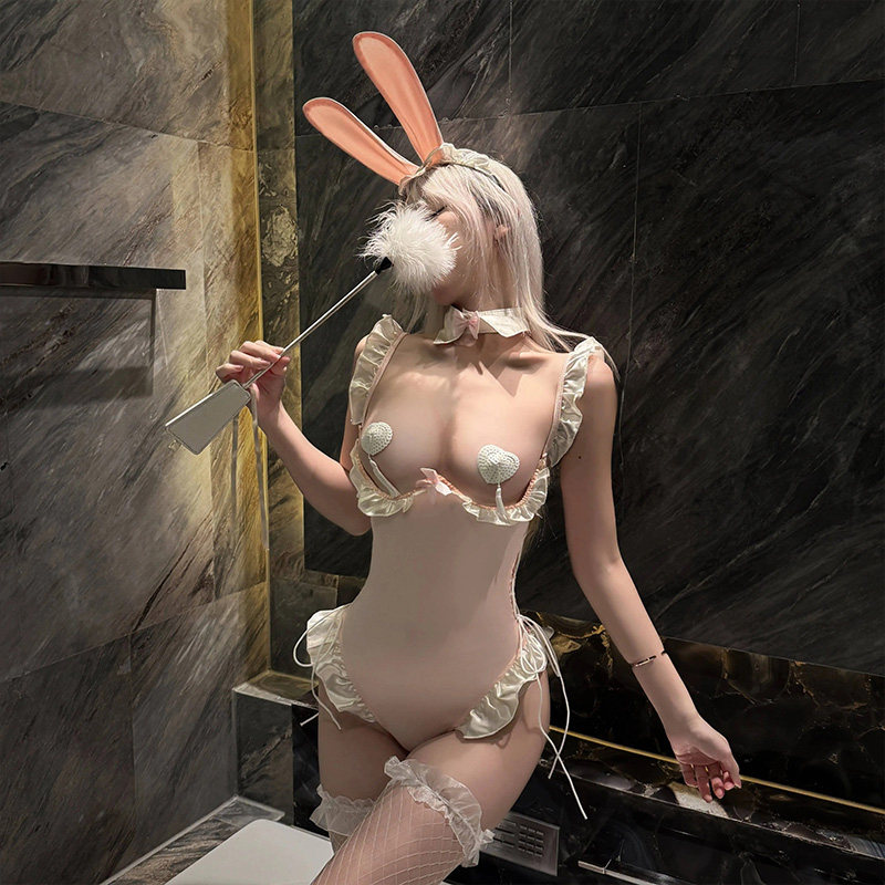 性感兔女郎COS制服小胸带钢圈聚拢情趣味内衣绑带连体衣床上诱惑