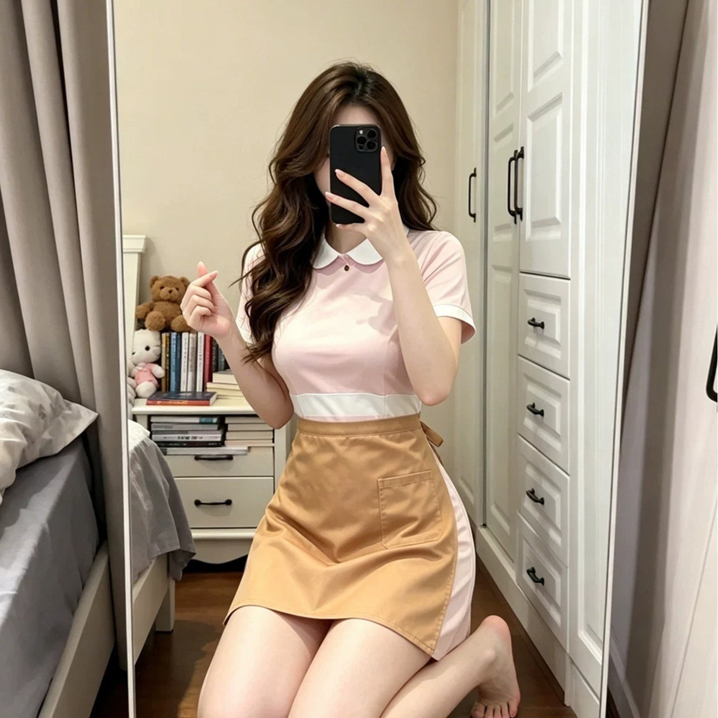 坏小喵 甜美工装好利来服务员制服性感女仆cos服连衣裙大码套装