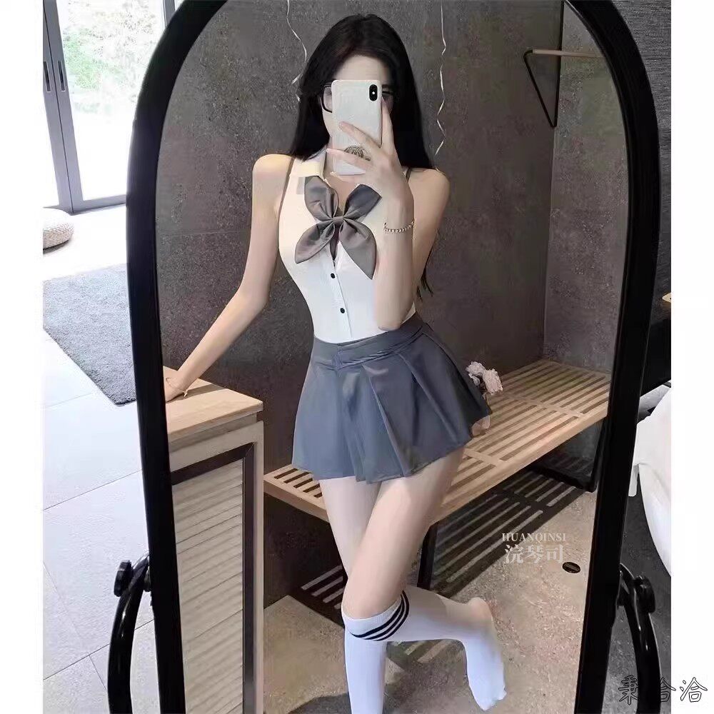jk制服纯欲风辣妹反差夏季百褶裙短袖衬衫日系学院风百搭衬衣套装