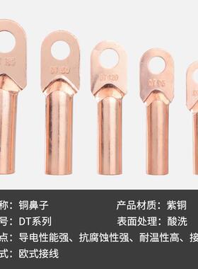 DT16/35/50/70/95/120/150/185/240/300平方铜鼻子接线端子铜线耳
