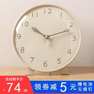 客厅座钟台式钟表摆件创意台钟卧室大号摆钟静音北欧实木时钟桌面