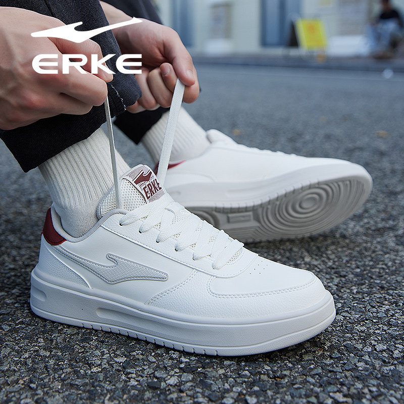 鸿星尔克男鞋秋冬季新款运动鞋中学生空军一号青少年防水小白鞋子