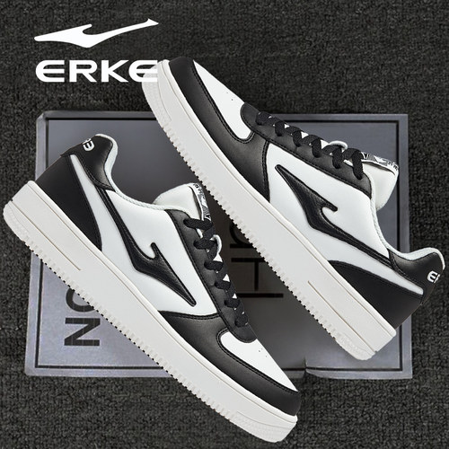 空军一号鸿星尔克黑白熊猫男鞋2025秋冬季新款青少年初中生运动鞋