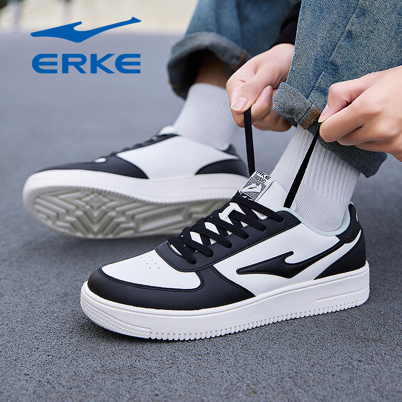 鸿星尔克男鞋2025新款秋冬季青少年中学生低帮空军一号软底小白鞋
