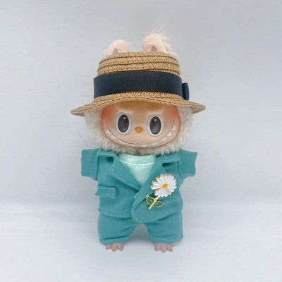 权志龙薄荷绿西服娃衣套装GD马卡龙搪胶公仔服饰labubu17cm衣服