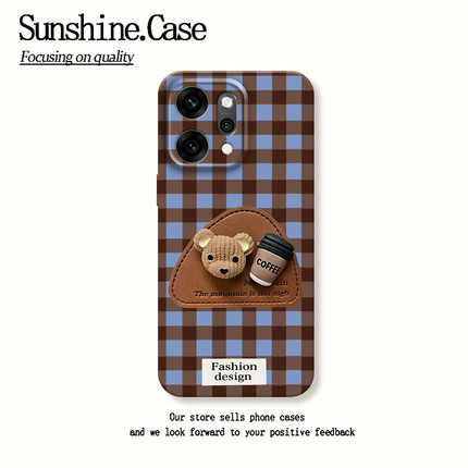 咖啡小熊适用opporeno14手机壳新款findx8s+套reno13pro创意可爱12小众9卡通findx7ultra6por+全包10男女款5k