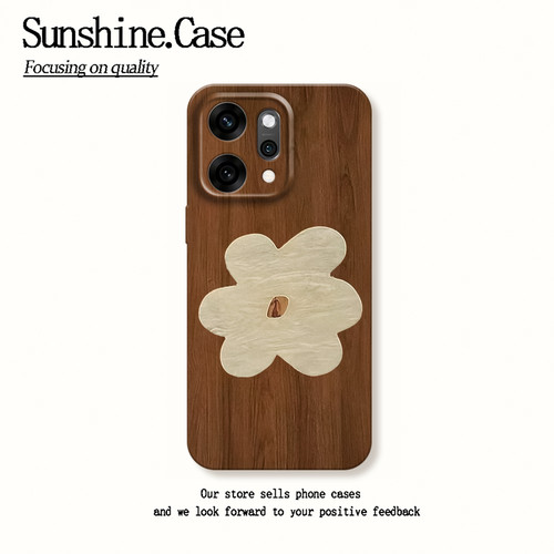 简约木纹花朵适用opporeno14手机壳新款findx8s+套reno13pro复古风12个性9小众findx7ultra6por+创意10男女5k