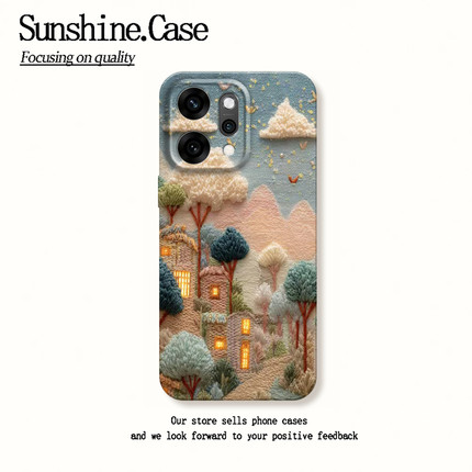 刺绣纹童话世界适用opporeno14手机壳新款findx8s+套reno13pro小众12创意9个性findx7ultra6por+全包10男女5k