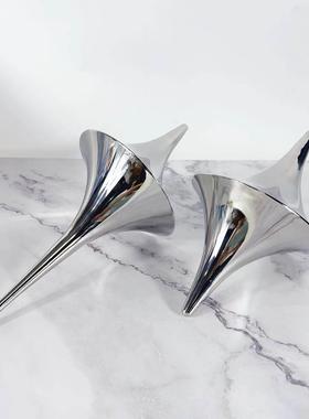 现代简约不锈钢银色小海螺装饰摆件样板间茶几书柜桌面创意装饰品