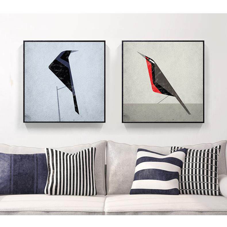 圣仕北欧客厅装饰画现代简约餐厅挂画壁画沙发背景墙挂画鸟儿复古