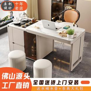 现代简约阳台茶桌伸缩小型茶车功夫茶台边柜家用轻奢岩板可移动几