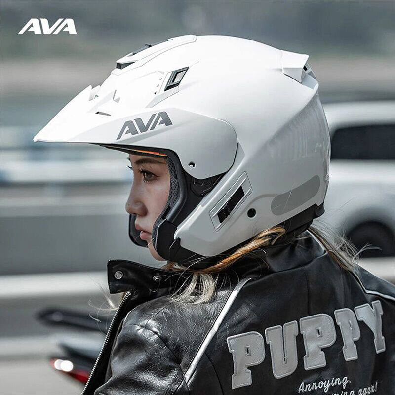AVA头盔JET摩托车半盔四分之三盔男女夏双镜片机车骑行安全帽四季