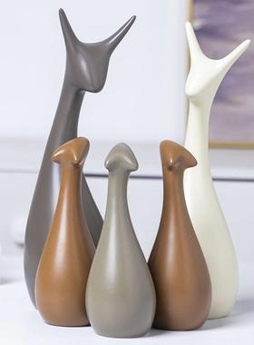 五口之家小鹿摆件轻奢家居装饰品电视酒柜客厅高档工艺品结婚礼物