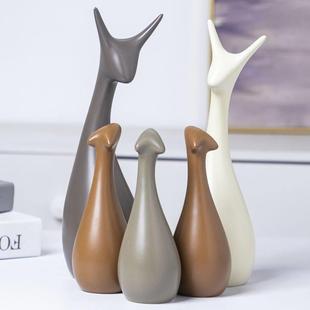 五口之家小鹿摆件轻奢家居装饰品电视酒柜客厅高档工艺品结婚礼物